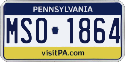 PA license plate MSO1864