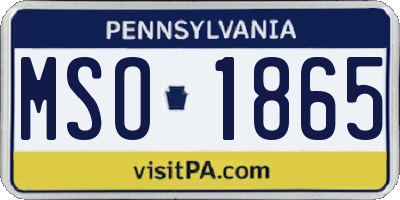 PA license plate MSO1865