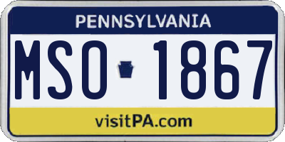 PA license plate MSO1867