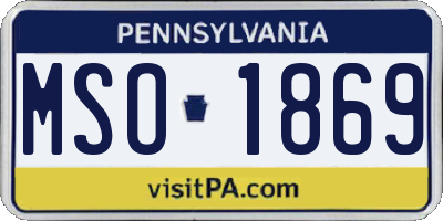 PA license plate MSO1869