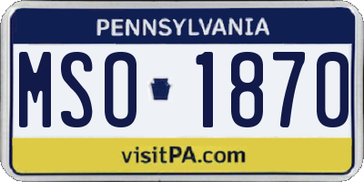 PA license plate MSO1870