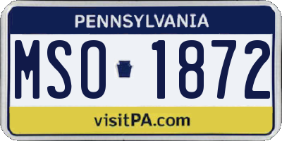 PA license plate MSO1872