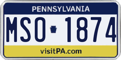PA license plate MSO1874