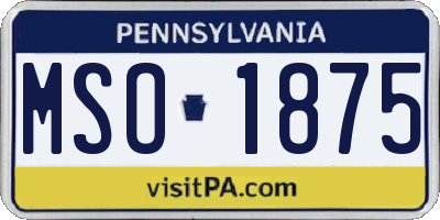 PA license plate MSO1875