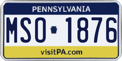 PA license plate MSO1876
