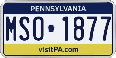 PA license plate MSO1877