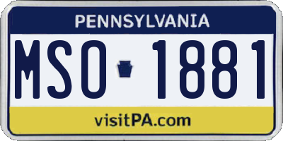 PA license plate MSO1881