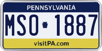 PA license plate MSO1887