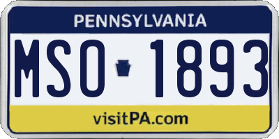 PA license plate MSO1893
