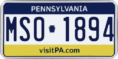 PA license plate MSO1894