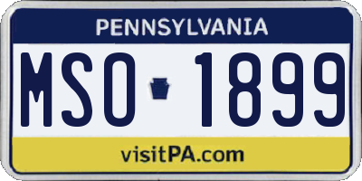 PA license plate MSO1899