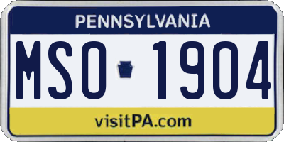 PA license plate MSO1904