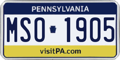 PA license plate MSO1905