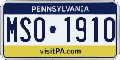 PA license plate MSO1910