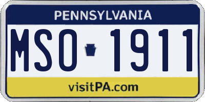 PA license plate MSO1911