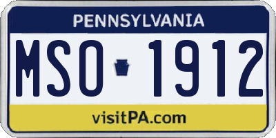 PA license plate MSO1912
