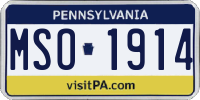 PA license plate MSO1914