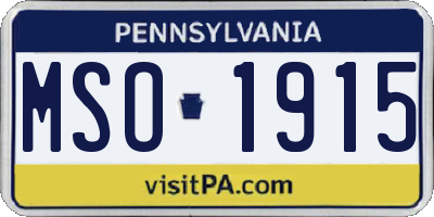 PA license plate MSO1915