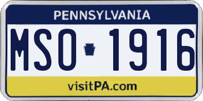 PA license plate MSO1916