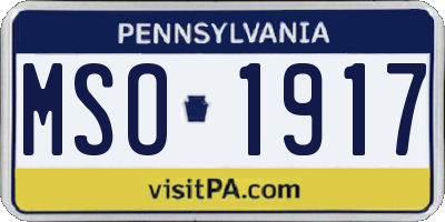 PA license plate MSO1917