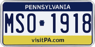PA license plate MSO1918