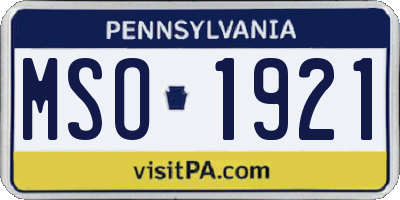 PA license plate MSO1921