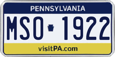 PA license plate MSO1922