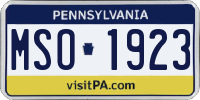 PA license plate MSO1923