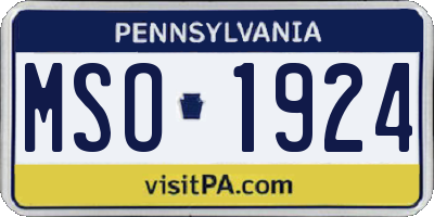 PA license plate MSO1924
