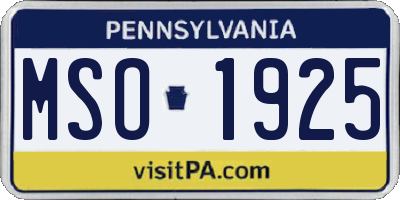 PA license plate MSO1925