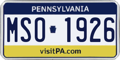 PA license plate MSO1926