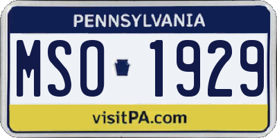 PA license plate MSO1929