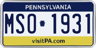 PA license plate MSO1931