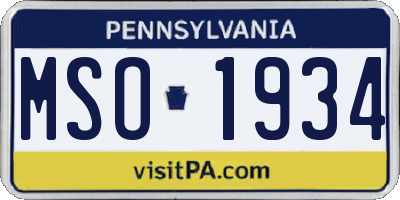 PA license plate MSO1934