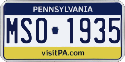PA license plate MSO1935