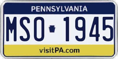 PA license plate MSO1945