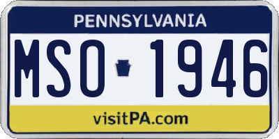 PA license plate MSO1946