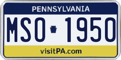 PA license plate MSO1950