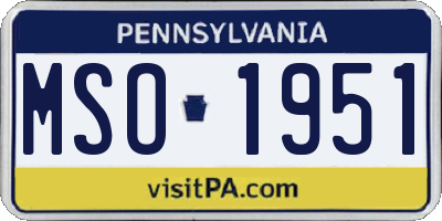 PA license plate MSO1951