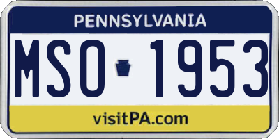 PA license plate MSO1953