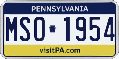 PA license plate MSO1954