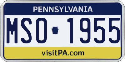 PA license plate MSO1955