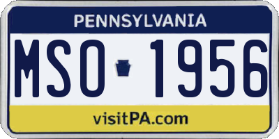 PA license plate MSO1956