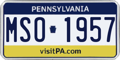 PA license plate MSO1957