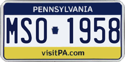 PA license plate MSO1958