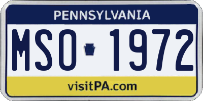 PA license plate MSO1972