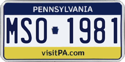 PA license plate MSO1981