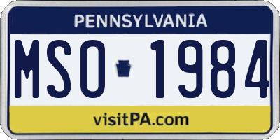 PA license plate MSO1984