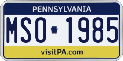 PA license plate MSO1985