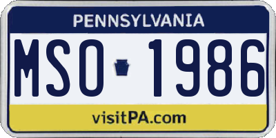 PA license plate MSO1986